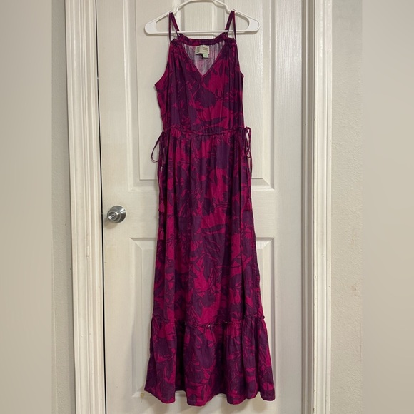 Anthropologie Saturday Sunday Magenta Purple Floral Maxi Dress 100% Cotton SizeS - Picture 2 of 9